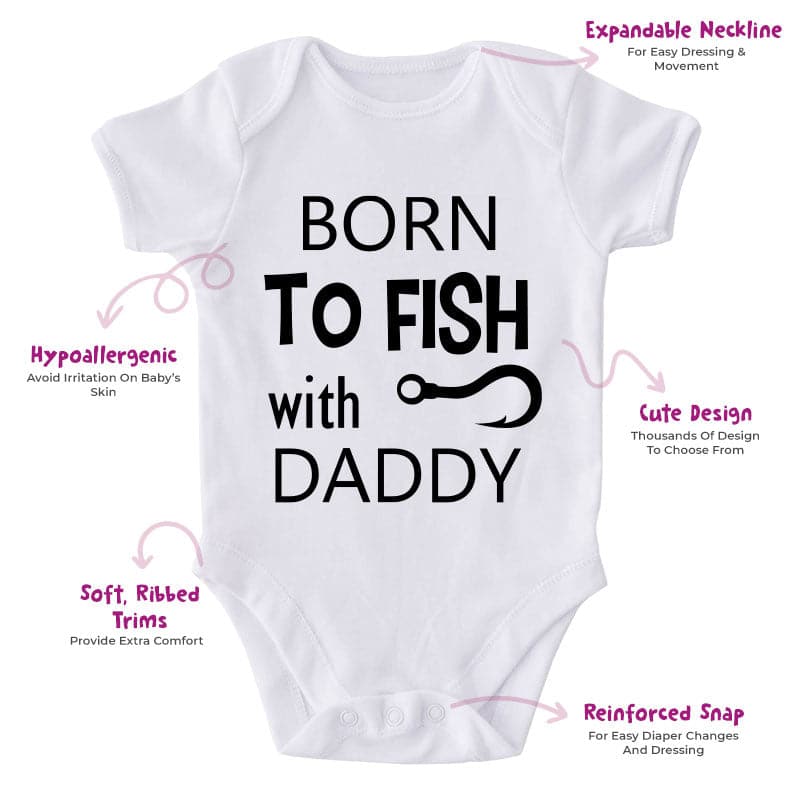 Baby Fish Bodysuit Born to go Fishing with Daddy Babygrow Vest