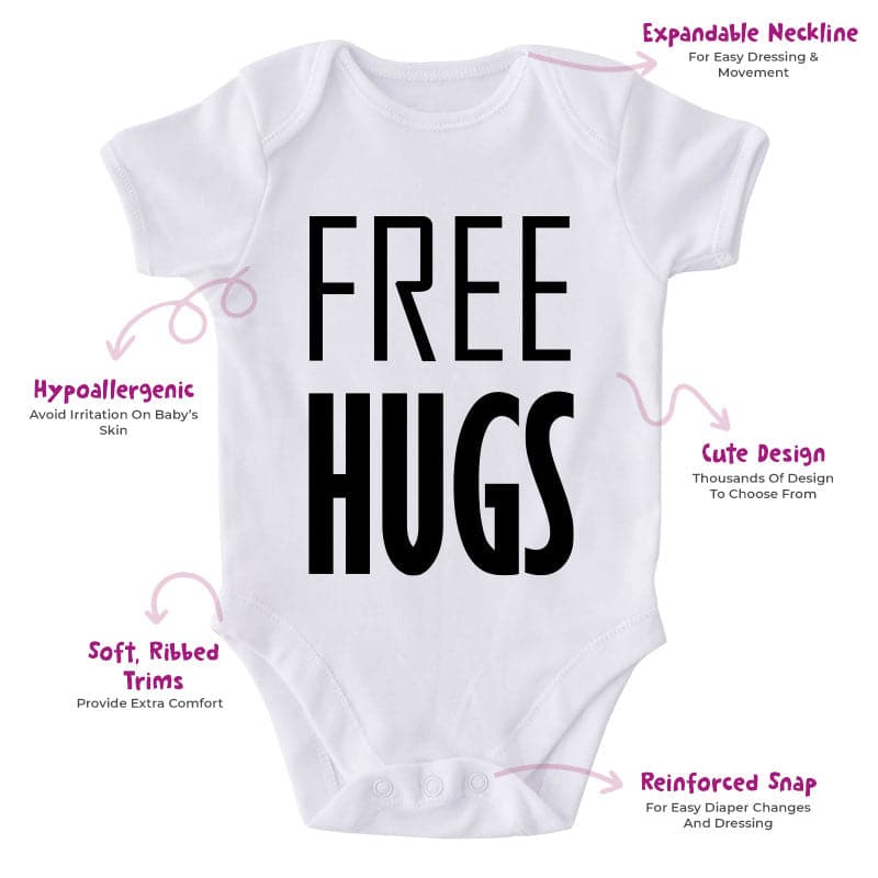 Free Hugs-Onesie-Best Gift For Babies-Adorable Baby Clothes-Clothes For Baby-Best Gift For Papa-Best Gift For Mama-Cute Onesie