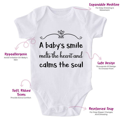 A Baby's Smile Melts The Heart And Calms The Soul-Onesie-Best Gift For Babies-Adorable Baby Clothes-Clothes For Baby-Best Gift For Papa-Best Gift For Mama-Cute Onesie