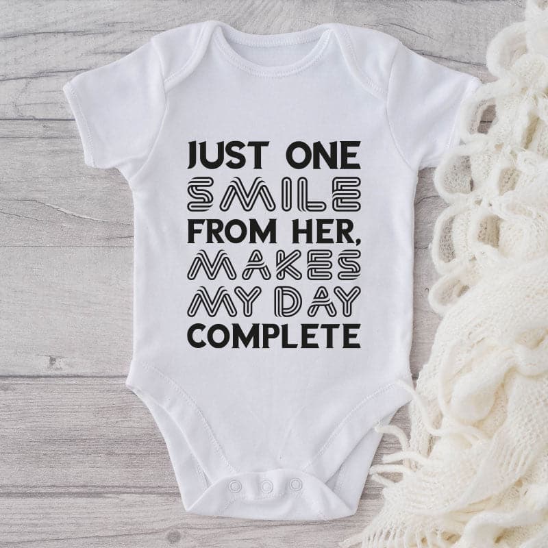 Just One Smile From Her, Makes My Day Complete-Onesie-Adorable Baby Clothes-Clothes For Baby-Best Gift For Papa-Best Gift For Mama-Cute Onesi