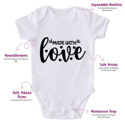 Made With Love-Onesie-Adorable Baby Clothes-Clothes For Baby-Best Gift For Papa-Best Gift For Mama-Cute Onesie