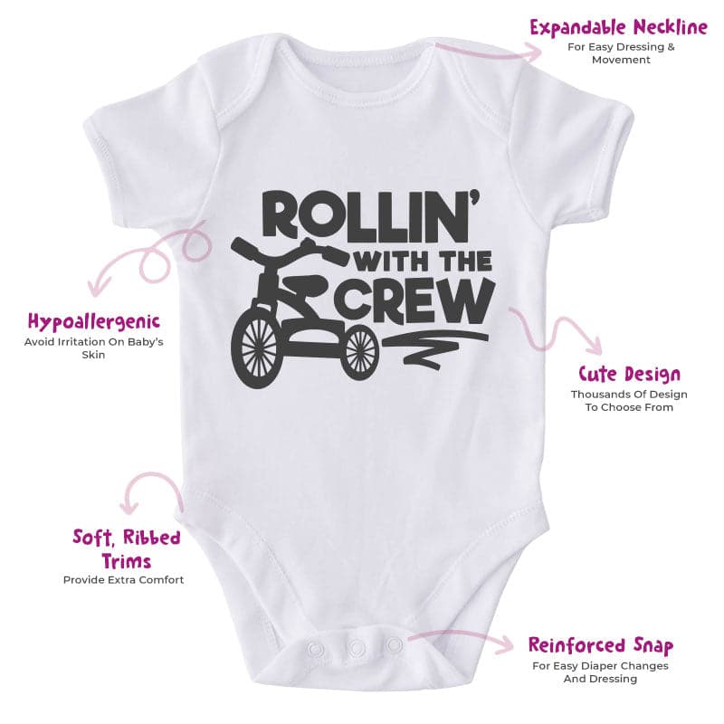 Rollin' With The Crew-Onesie-Adorable Baby Clothes-Clothes For Baby-Best Gift For Papa-Best Gift For Mama-Cute Onesie