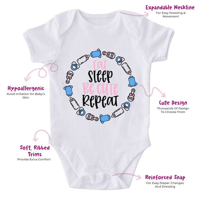 Eat Sleep Be Cute Repeat-Funny Onesie-Best Gift For Babies-Adorable Baby Clothes-Clothes For Baby-Best Gift For Papa-Best Gift For Mama-Cute Onesie