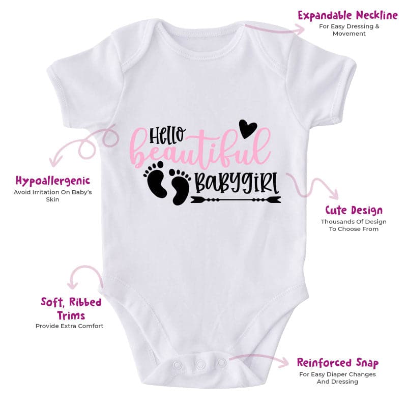 Hello Beautiful Baby Girl-Onesie-Best Gift For Babies-Adorable Baby Clothes-Clothes For Baby-Best Gift For Papa-Best Gift For Mama-Cute Onesie