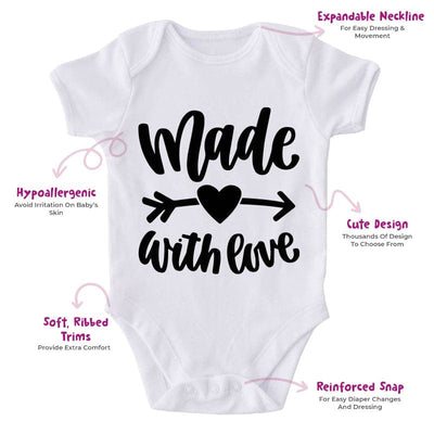 Made With Love-Onesie-Best Gift For Babies-Adorable Baby Clothes-Clothes For Baby-Best Gift For Papa-Best Gift For Mama-Cute Onesie