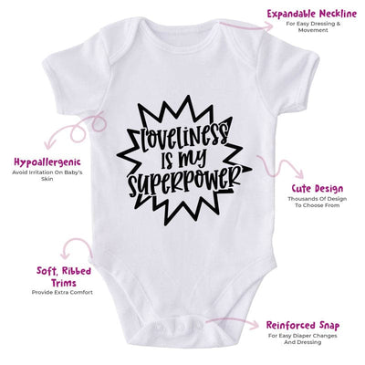 Loveliness Is My Superpower-Onesie-Best Gift For Babies-Adorable Baby Clothes-Clothes For Baby-Best Gift For Papa-Best Gift For Mama-Cute Onesie