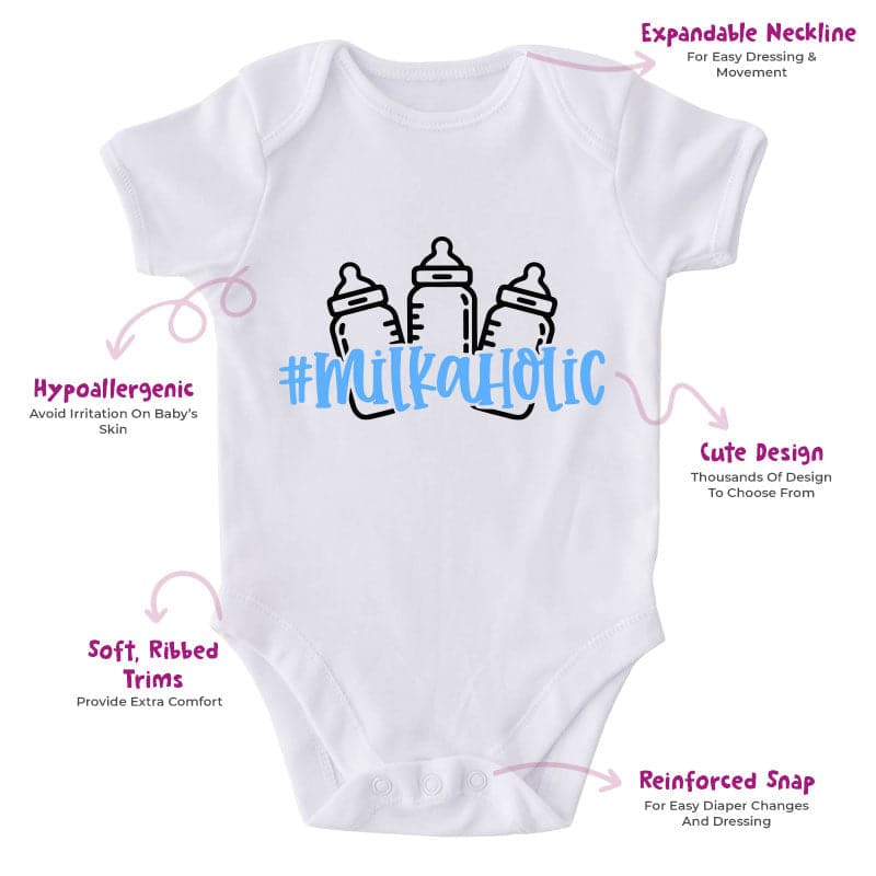 Milkaholic-Onesie-Best Gift For Babies-Adorable Baby Clothes-Clothes For Baby-Best Gift For Papa-Best Gift For Mama-Cute Onesie