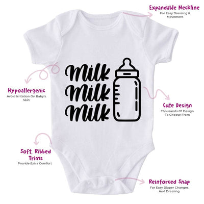 Milk Milk Milk-Onesie-Best Gift For Babies-Adorable Baby Clothes-Clothes For Baby-Best Gift For Papa-Best Gift For Mama-Cute Onesie