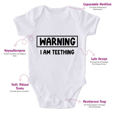 Warning I Am Teething-Onesie-Best Gift For Babies-Adorable Baby Clothes-Clothes For Baby-Best Gift For Papa-Best Gift For Mama-Cute Onesie