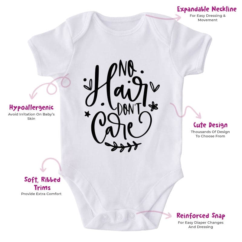 No Hair Don't Care-Onesie-Best Gift For Babies-Adorable Baby Clothes-Clothes For Baby-Best Gift For Papa-Best Gift For Mama-Cute Onesie