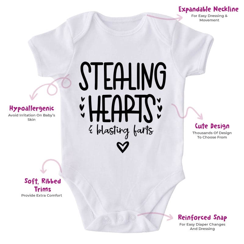 Stealing Hearts & Blasting Farts-Onesie-Best Gift For Babies-Adorable Baby Clothes-Clothes For Baby-Best Gift For Papa-Best Gift For Mama-Cute Onesie