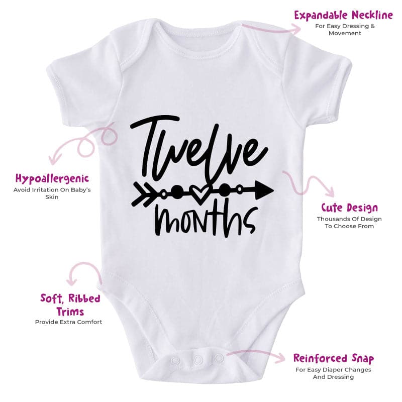 Twelve Months-Onesie-Best Gift For Babies-Adorable Baby Clothes-Clothes For Baby-Best Gift For Papa-Best Gift For Mama-Cute Onesie