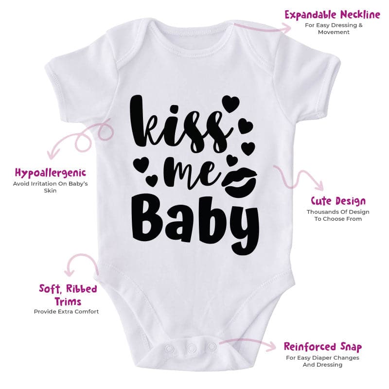 Kiss Me Baby-Onesie-Best Gift For Babies-Adorable Baby Clothes-Clothes For Baby-Best Gift For Papa-Best Gift For Mama-Cute Onesie