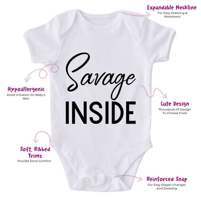 Savage Inside-Onesie-Best Gift For Babies-Adorable Baby Clothes-Clothes For Baby-Best Gift For Papa-Best Gift For Mama-Cute Onesie