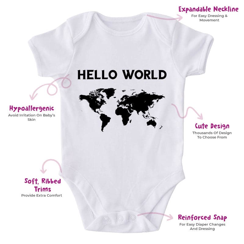 Hello World-Onesie-Best Gift For Babies-Adorable Baby Clothes-Clothes For Baby-Best Gift For Papa-Best Gift For Mama-Cute Onesie