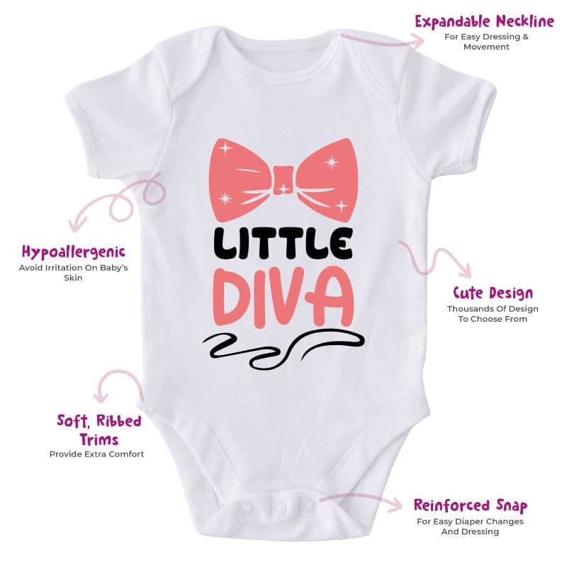 Little Diva-Onesie-Best Gift For Babies-Adorable Baby Clothes-Clothes For Baby-Best Gift For Papa-Best Gift For Mama-Cute Onesie