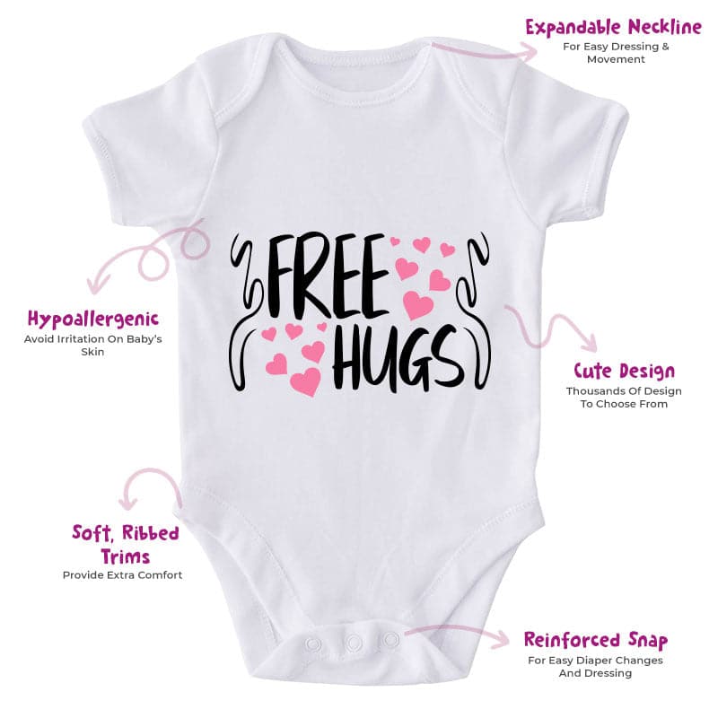 Free Hugs-Onesie-Best Gift For Babies-Adorable Baby Clothes-Clothes For Baby-Best Gift For Papa-Best Gift For Mama-Cute Onesie