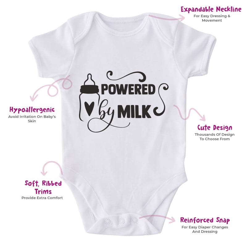 Powered Milk-Onesie-Best Gift For Babies-Adorable Baby Clothes-Clothes For Baby-Best Gift For Papa-Best Gift For Mama-Cute Onesie