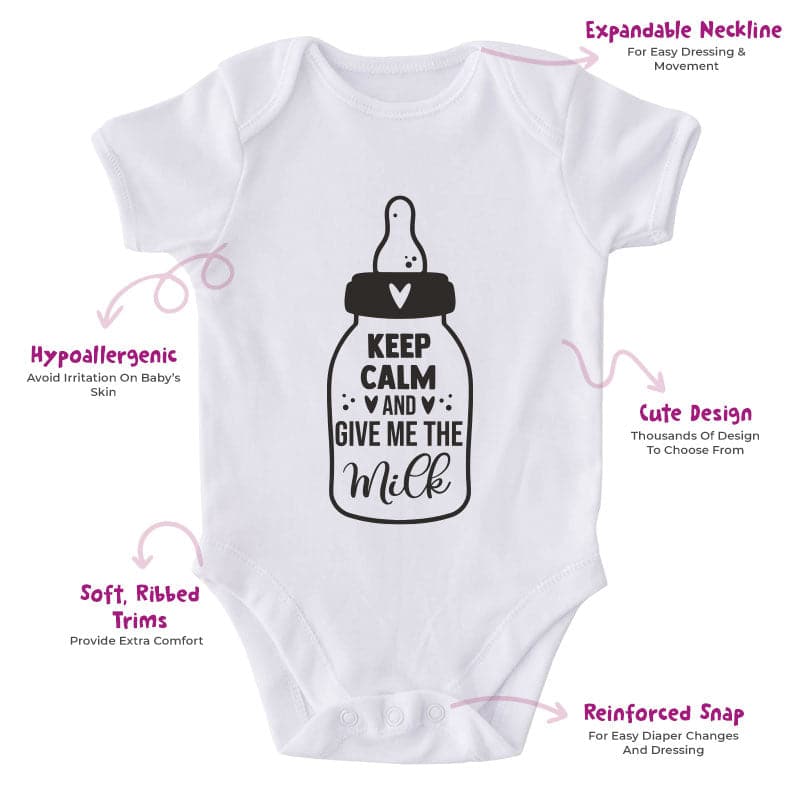 Keep Calm And Give Me The Milk-Onesie-Best Gift For Babies-Adorable Baby Clothes-Clothes For Baby-Best Gift For Papa-Best Gift For Mama-Cute Onesie