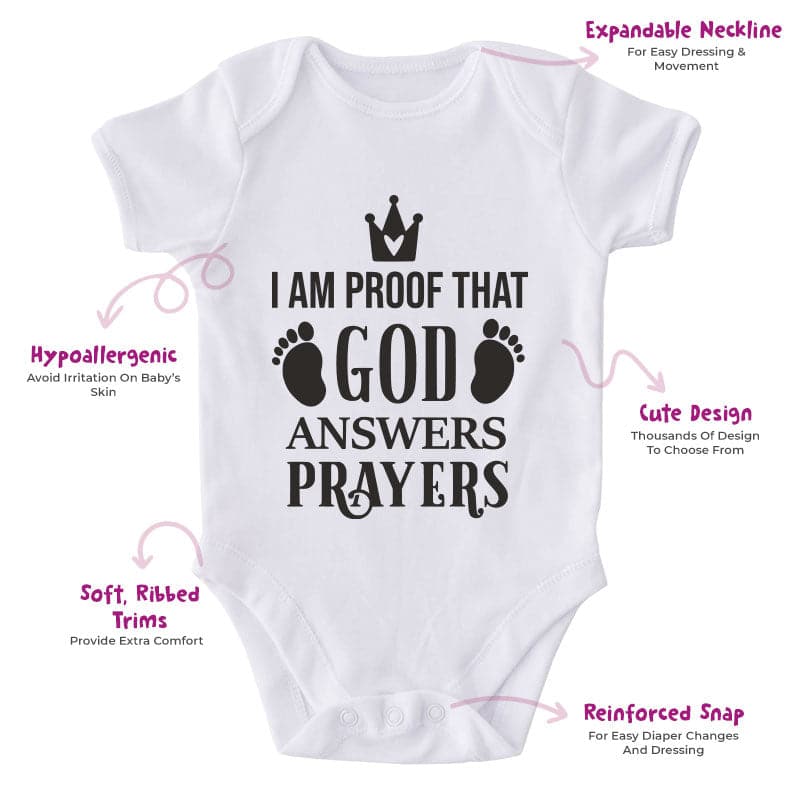 I Am A Proof That God Answers Prayers-Onesie-Best Gift For Babies-Adorable Baby Clothes-Clothes For Baby-Best Gift For Papa-Best Gift For Mama-Cute Onesie