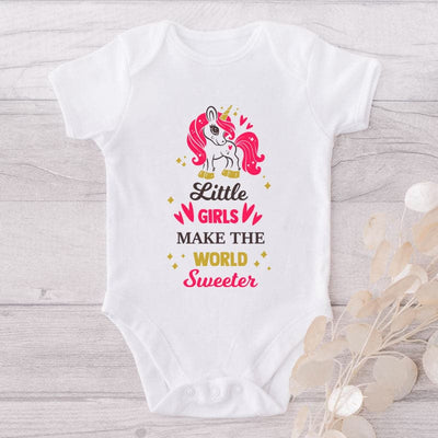 Little Girls Make The World Sweeter-Onesie-Best Gift For Babies-Adorable Baby Clothes-Clothes For Baby-Best Gift For Papa-Best Gift For Mama-Cute Onesie