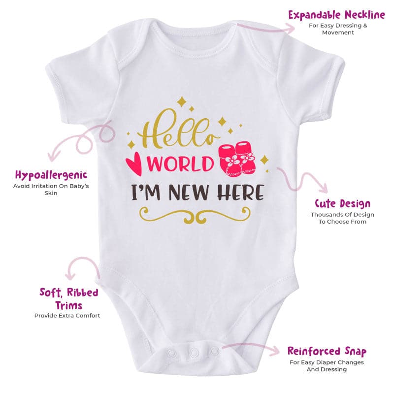 Hello World I'm New Here-Onesie-Best Gift For Babies-Adorable Baby Clothes-Clothes For Baby-Best Gift For Papa-Best Gift For Mama-Cute Onesie