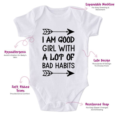 I Am A Bad Girl With A Lot Of Bad Habits-Onesie-Best Gift For Babies-Adorable Baby Clothes-Clothes For Baby-Best Gift For Papa-Best Gift For Mama-Cute Onesie