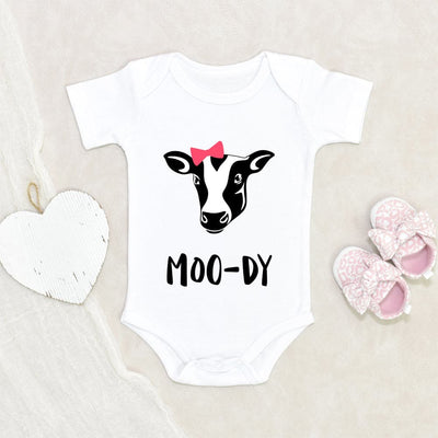 Cute Cow Onesie - "Mood-Dy" - Cow Clothes - Cute Onesie - Funny Onesie - Country Baby Onesie - Farm Baby Onesie