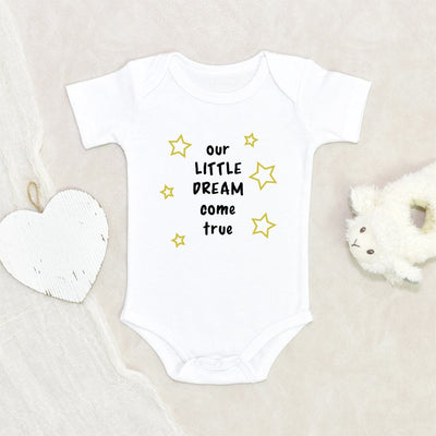 Cute Baby Clothes Baby Shower Gift Our Little Dream Come True Baby Onesie Pregnancy Announcement Baby Onesie Pregnancy Reveal Baby Onesie