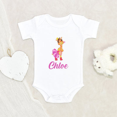 Baby Girl Onesie - Giraffe Baby Onesie - Personalized Girl Name Baby Onesie - Animal Baby Onesie - Giraffe Baby Clothes