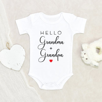 Grandpa Baby Onesie - Grandma Baby Onesie - Hello Grandma And Grandpa Onesie - Pregnancy Announcement Onesie - Birth Reveal Onesie