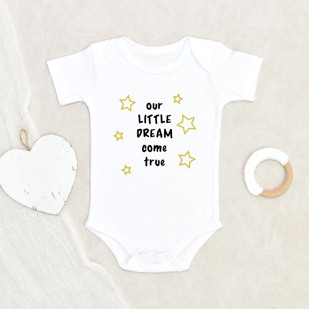 Cute Baby Clothes Baby Shower Gift Our Little Dream Come True Baby Onesie Pregnancy Announcement Baby Onesie Pregnancy Reveal Baby Onesie