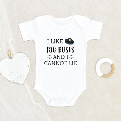 Law Enforcement Baby Onesie - Police Baby Reveal Onesie - I like Big Busts And I Cannot Lie Baby Onesie - Newborn Baby Clothes - Police Baby Onesie