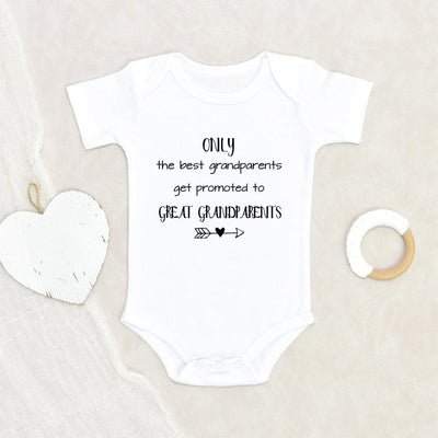 Grandparents Reveal Onesie - Cute Baby Clothes - Only The Best Grandparents Get Promoted To Great Grandparents - Grandparents Baby Onesie