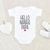 Cute Baby Clothes - Pregnancy Reveal Onesie - Hello Nana And Papa Baby Onesie - Grandparents Announcement Onesie - Gift For Grandparent