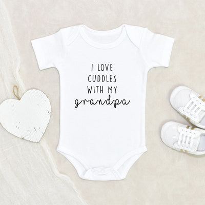 Grandpa Announcement Onesie Grandpa Baby Onesie I Love Cuddles With My Grandpa Baby Onesie Cute Baby Onesie Baby Shower Gift