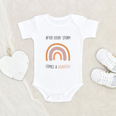 After Every Storm There is a Rainbow Baby Vest Miracle Baby Newborn Baby  Baby Shower Pregnancy Announcement Babygrow Babyvest Rainbow Baby Shower  Rainbow Baby Outfit Rainbow Baby Announcement : : Fashion
