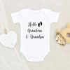 Birth Reveal To Grandparents Onesie - Pregnancy Announcement Onesie - Hello Grandma And Grandpa Onesie - Cute Baby Footprints Onesie - Grandparent Baby Clothes