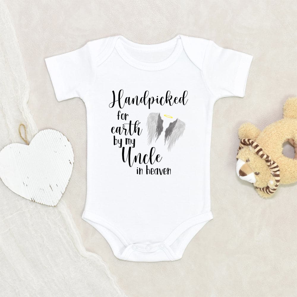 In Memory Of Uncle Onesie - Baby Shower Gift - Handpicked For Earth Baby Onesie - Guardian Angel Onesie - Uncle In Heaven Onesie