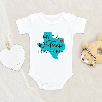 Tia's State Baby Onesie - Tia Baby Clothes - My Tia in Texas Loves Me - New Tia Baby Onesie - Cute Baby Clothes