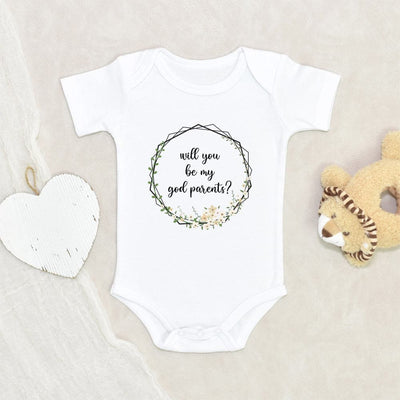 Surprise Baby Onesie Baby Shower Gift Will You Be My God Parents Baby Onesie Godparents Baby Onesie Godparents Baby Clothes