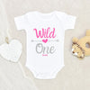 Personalized Baby Onesie - Baby Girl Name Onesie - First Birthday Onesie - Wild One Onesie - One Heart Onesie - First Birthday Clothes - Silver Onesie