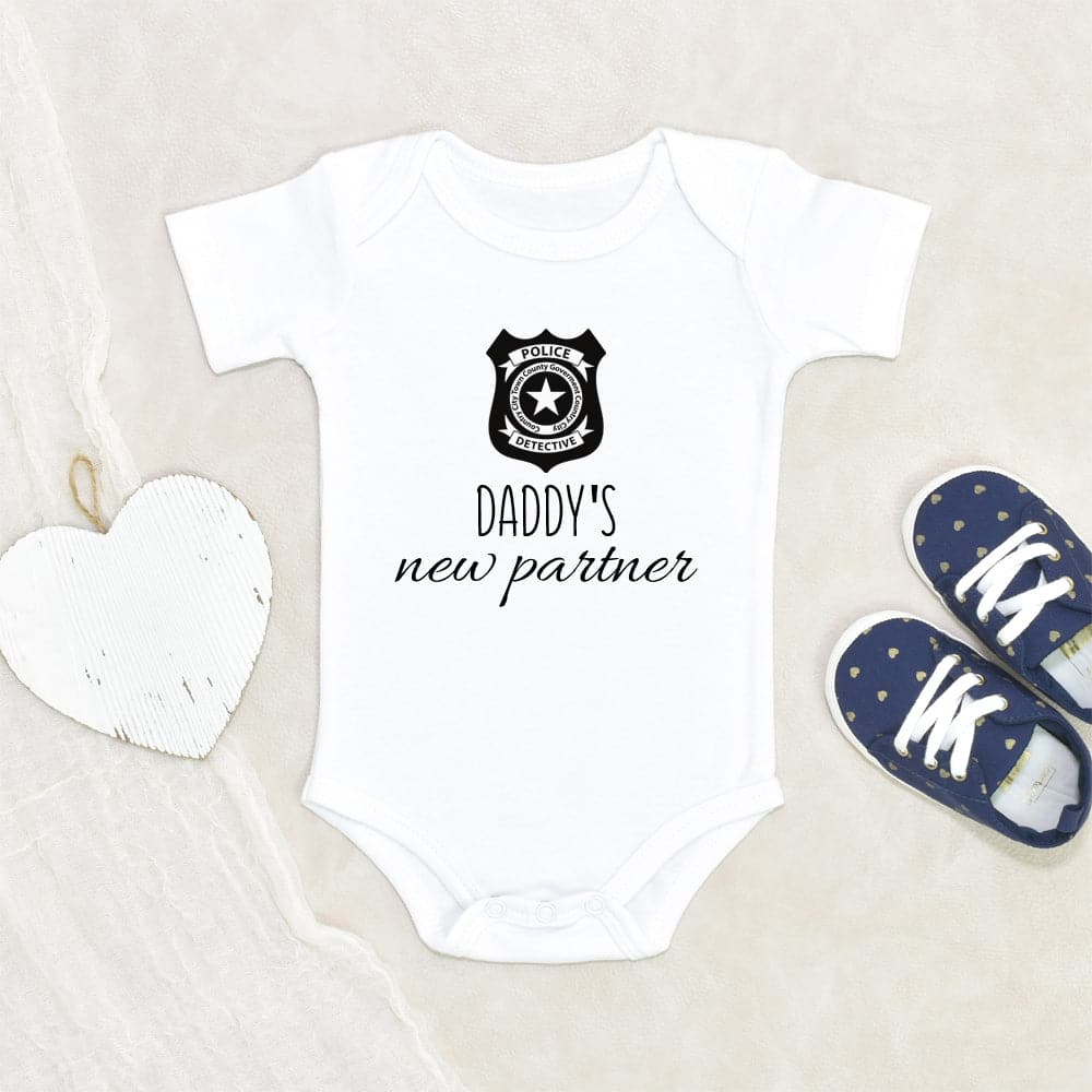 Policeman Baby Onesie - Cute Baby Onesie - Daddy's New Partner Baby Onesie - Police Baby Onesie - Cute Baby Clothes 6-9 Months