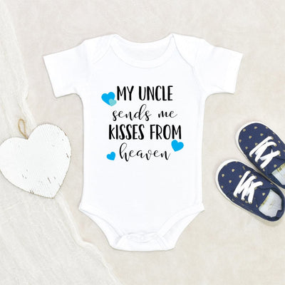 Uncle Memorial Baby Onesie - Uncle In Heaven Onesie - My Uncle Sends Me Kisses From Heaven Onesie - Memorial Baby Clothes - Cute Baby Onesie