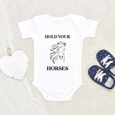 Horse Baby Onesie Cute Baby Onesie Hold Your Horses Baby Onesie Baby Shower Gift Equestrian Baby Onesie