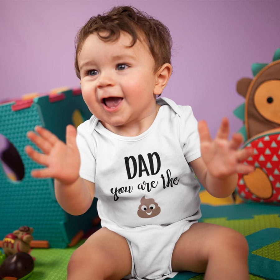Daddy Poop Emoji Onesie - Funny Daddy Baby Gift - Dad Your Are The Shit Onesie