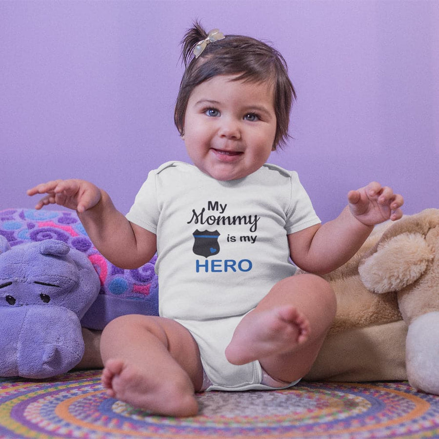 Police Mom Baby Onesie - Law Enforcement Baby Onesie - My Mommy Is My Hero Baby Onesie - Cute Baby Clothes - Police Officer Baby Onesie