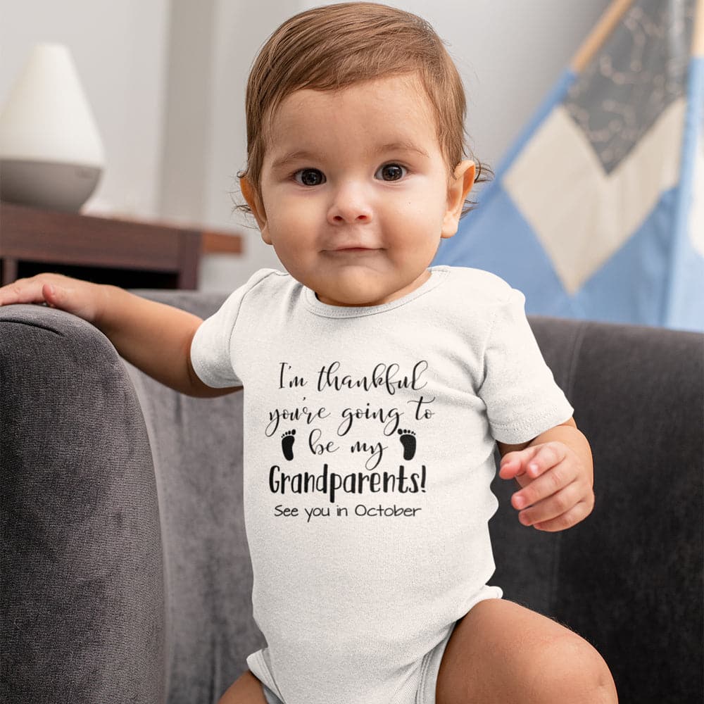 Grandparents Announcement Onesie - Pregnancy Reveal Onesie - I'm Thankful You're Going To Be My Grandparents - Cute Baby Onesie - Grandparent Baby Onesie