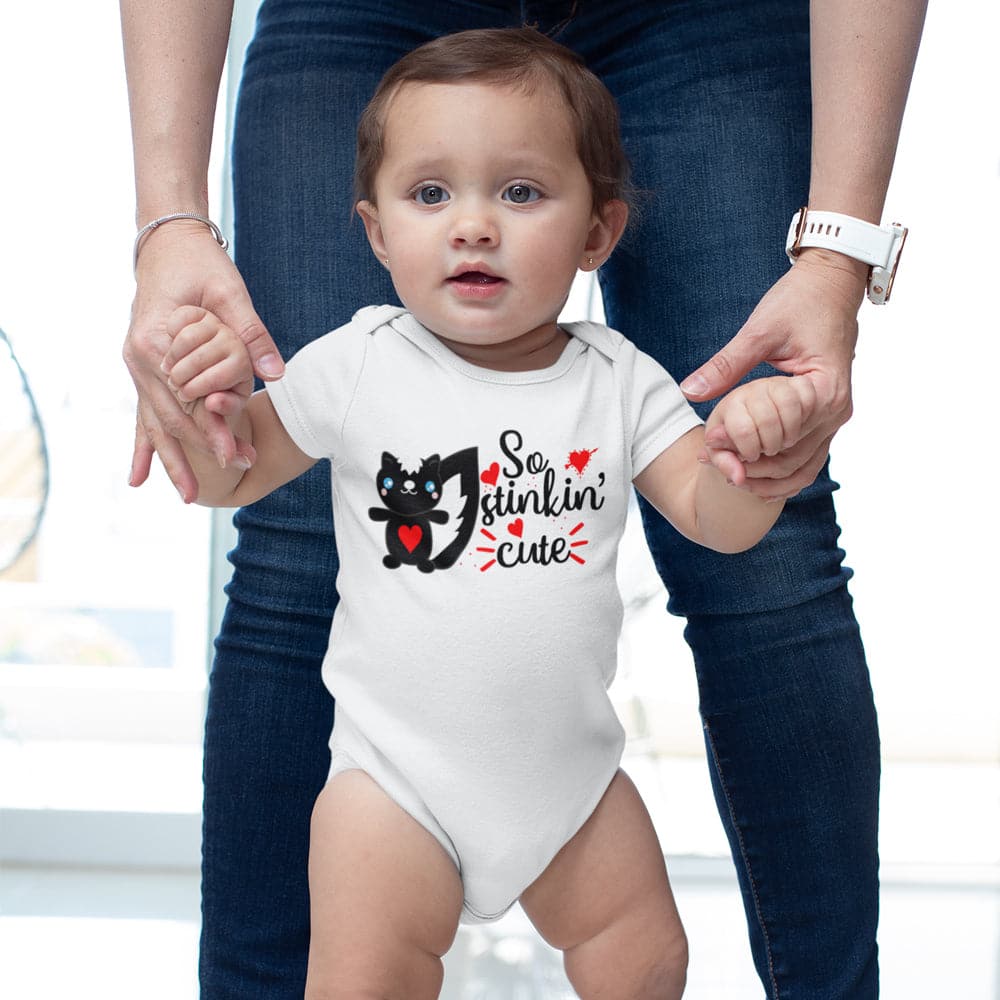 Valentines Skunk Onesie - So Stinkin Cute Onesie - Cute Valentines Day Onesie
