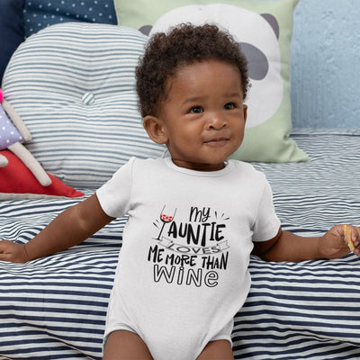 Aunt Baby Onesie - My Auntie Loves Me More Than Wine Onesie - Aunt Baby Clothes - Cute Wine Onesie